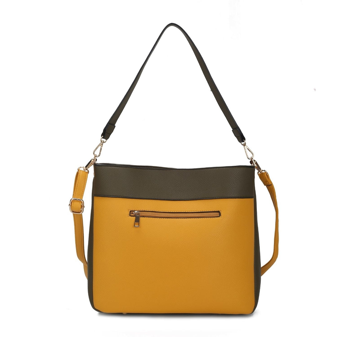 Evie two-tone Vegan Leather Crossbody Womens Shoulder bag by Mia K. Image 11