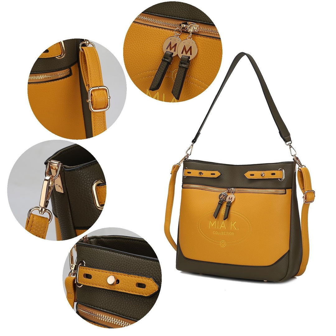 Evie two-tone Vegan Leather Crossbody Womens Shoulder bag by Mia K. Image 10