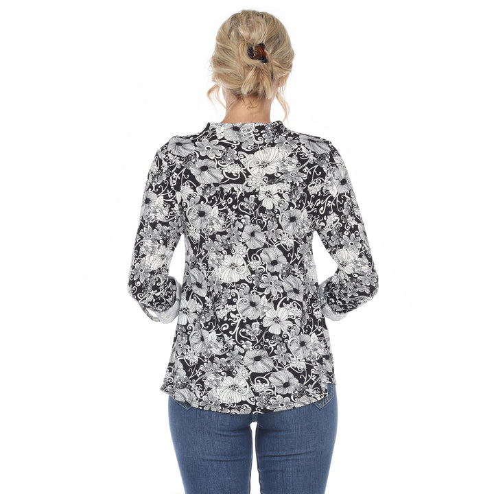 White Mark Floral Print Blouse Long Sleeve Tunic Top Lightweight Size S-4X Image 2