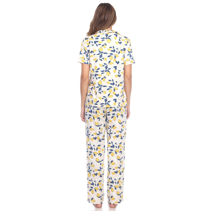 White Mark Womens Short Sleeve Top and Pants Tropical Pajama Set Image 12