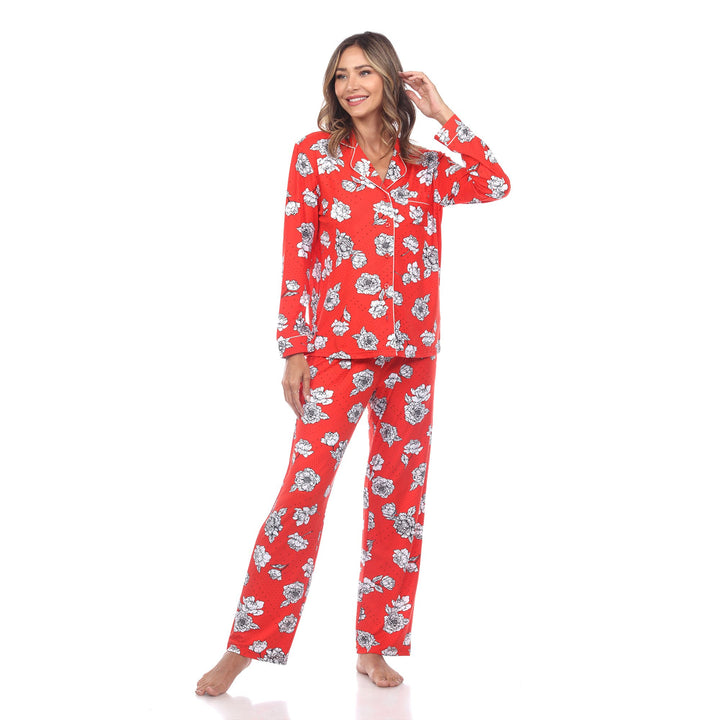 White Mark Womens Long Sleeve Floral Pajama Set Comfort Fit Sizes S to 3X Image 1