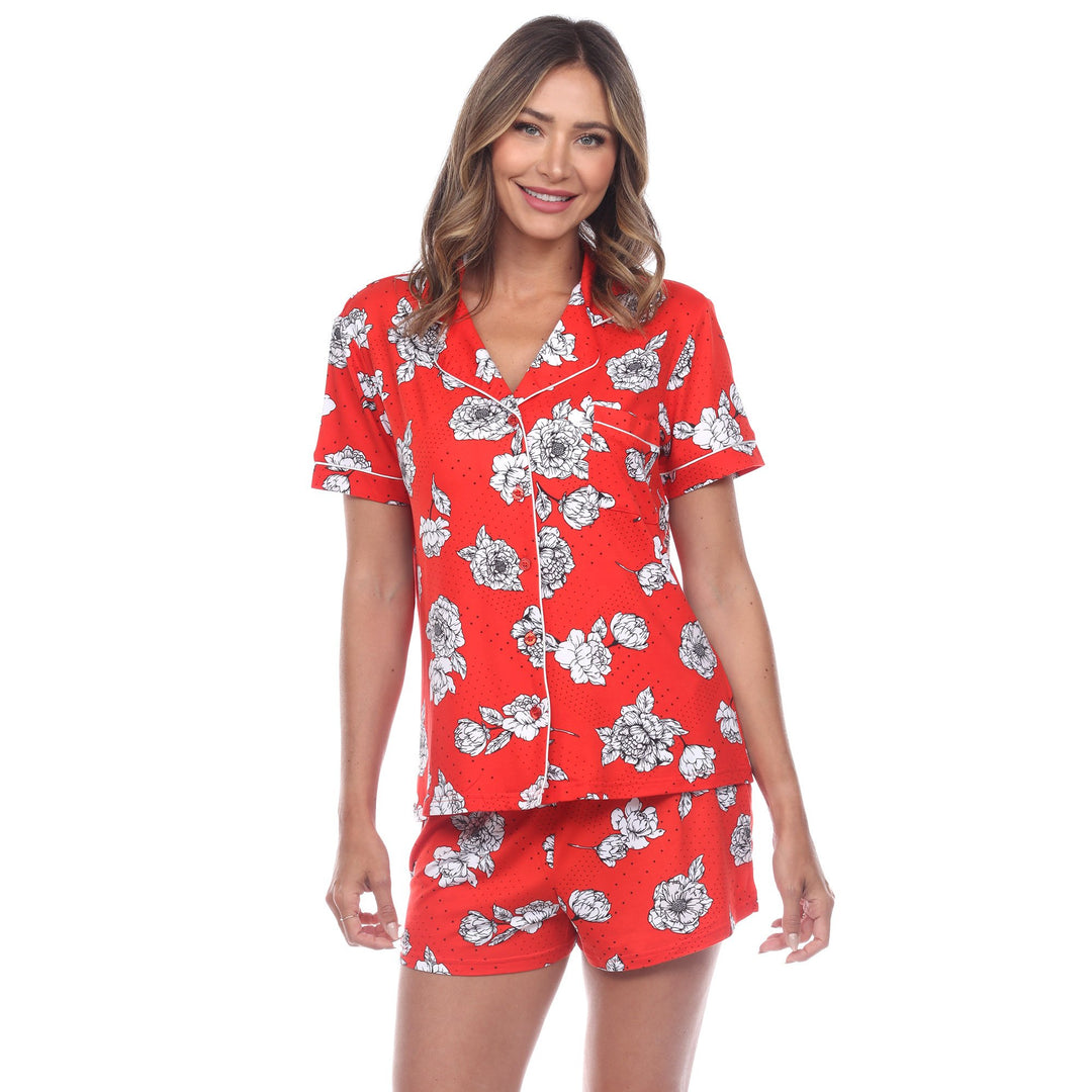 White Mark Womens Floral Pajama Set Short Sleeve Comfortable Lounging Size S-XL Image 1