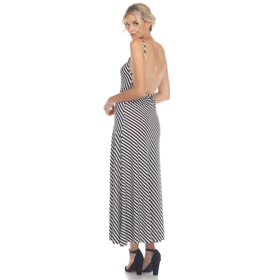 White Mark Womens Backless Striped Maxi Dress Image 1