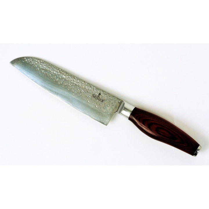 Damascus High Carbon Japanese Stainless Steel VG10 Santoku Hammered Surface 7.25" Blade Image 1