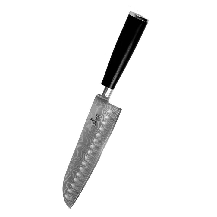 Damascus Stainless Steel Knife - Santoku Wave Design Image 1