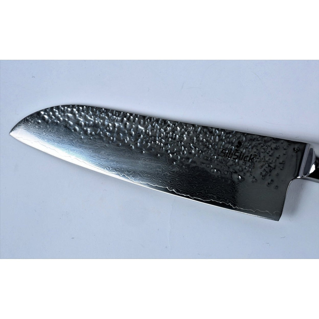 Damascus High Carbon Japanese Stainless Steel VG10 Santoku Hammered Surface 7.25" Blade Image 4