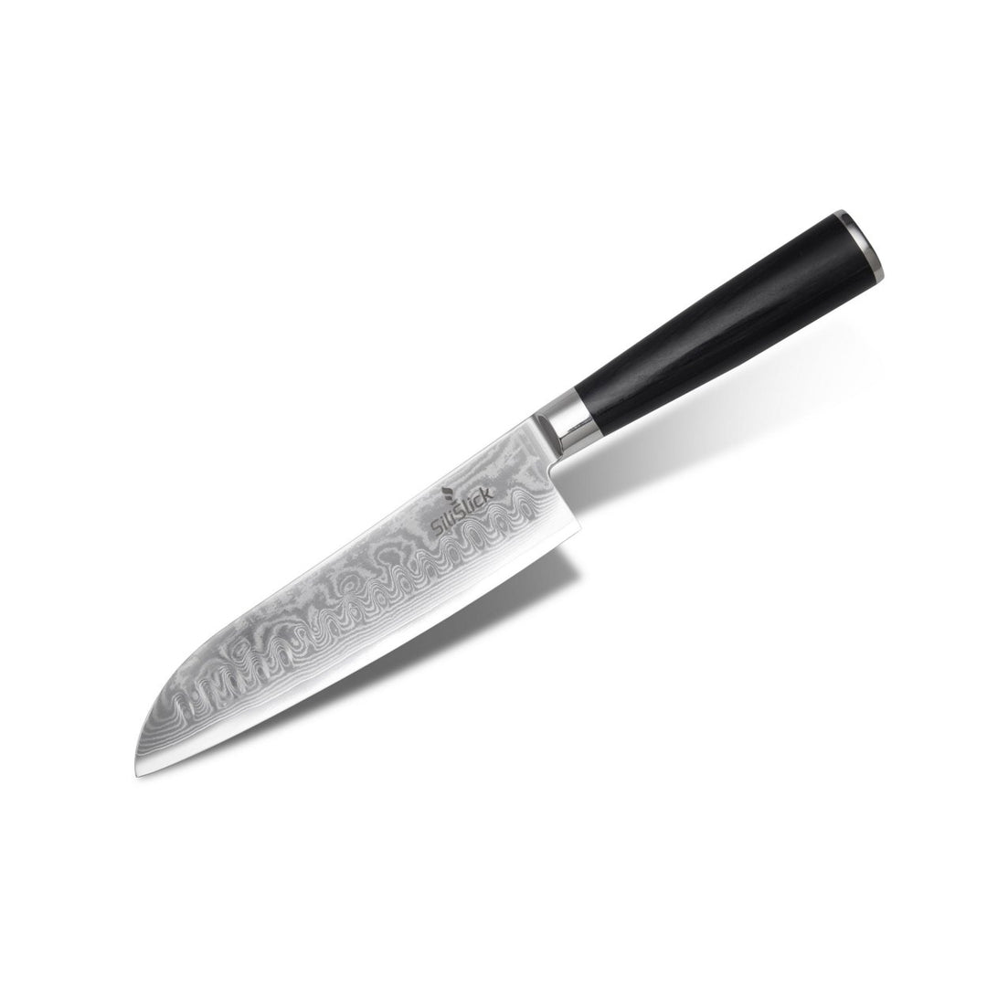 Damascus Stainless Steel Knife - Santoku Wave Design Image 2