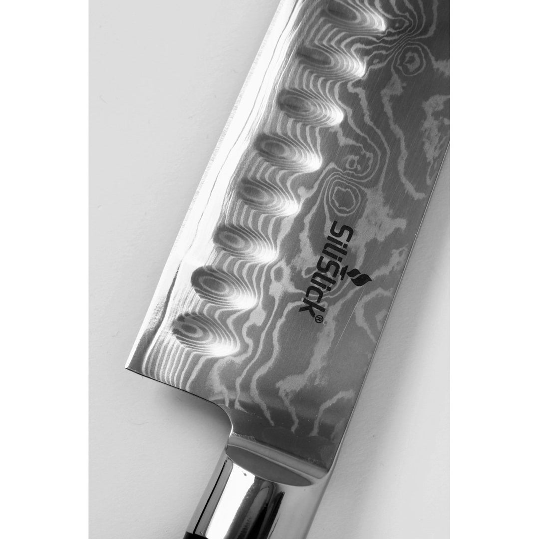 Damascus Stainless Steel Knife - Santoku Wave Design Image 4