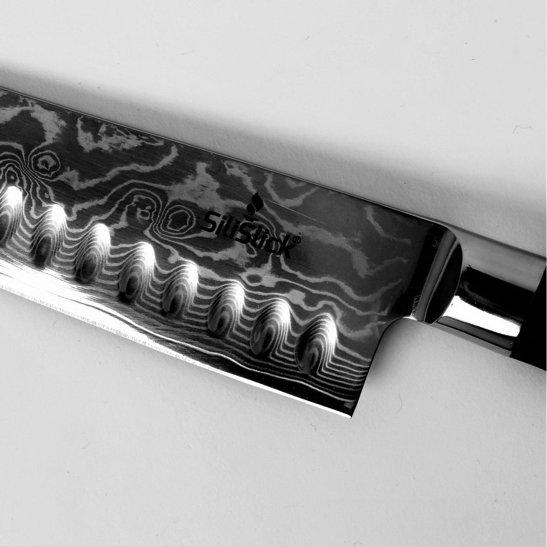 Damascus Stainless Steel Knife - Santoku Wave Design Image 4