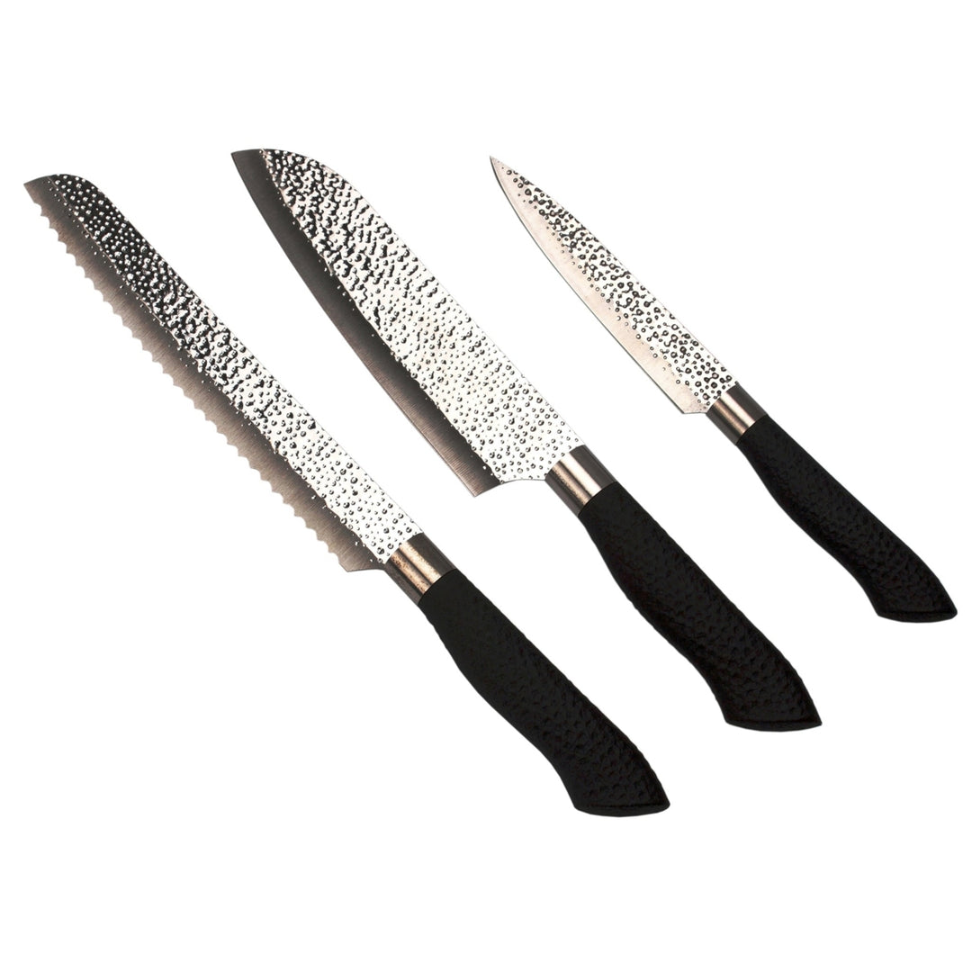 Embossed Hammered Blades 3 Piece Knife Set Image 3