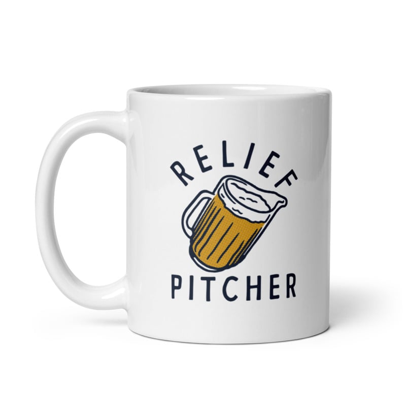 Relief Pitcher Mug Funny Beer Lovers Drinking Joke Novelty Cup-11oz Image 1