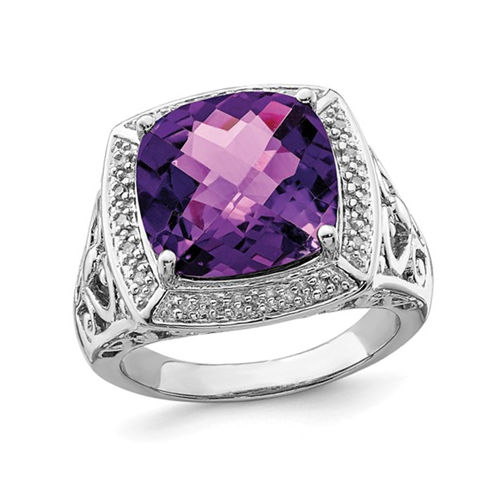 5.45 Carat (ctw) Amethyst Ring in Sterling Silver Image 1