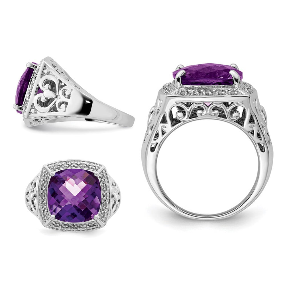 5.45 Carat (ctw) Amethyst Ring in Sterling Silver Image 2