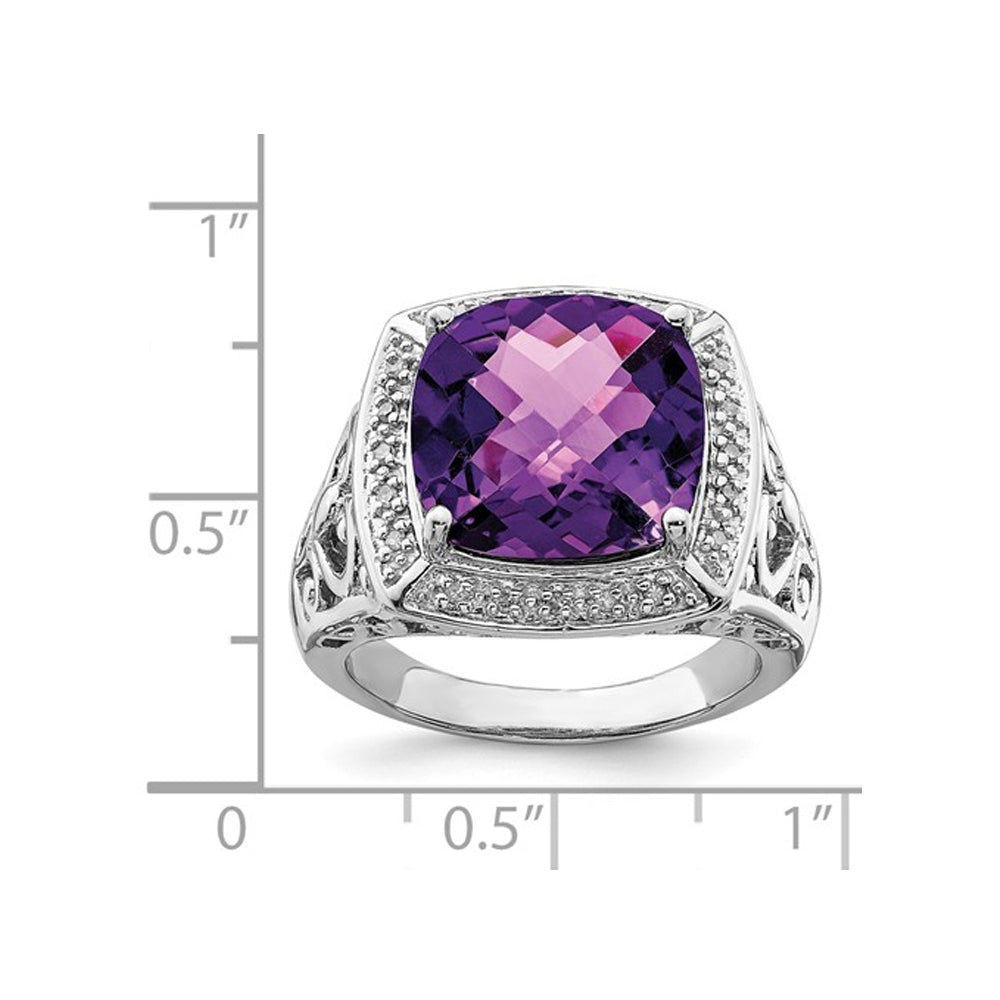 5.45 Carat (ctw) Amethyst Ring in Sterling Silver Image 3