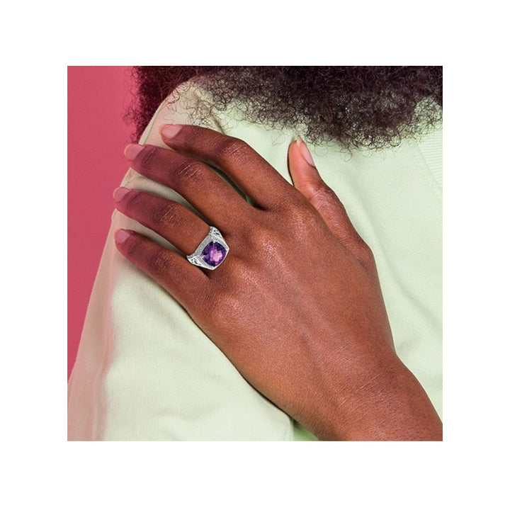5.45 Carat (ctw) Amethyst Ring in Sterling Silver Image 4