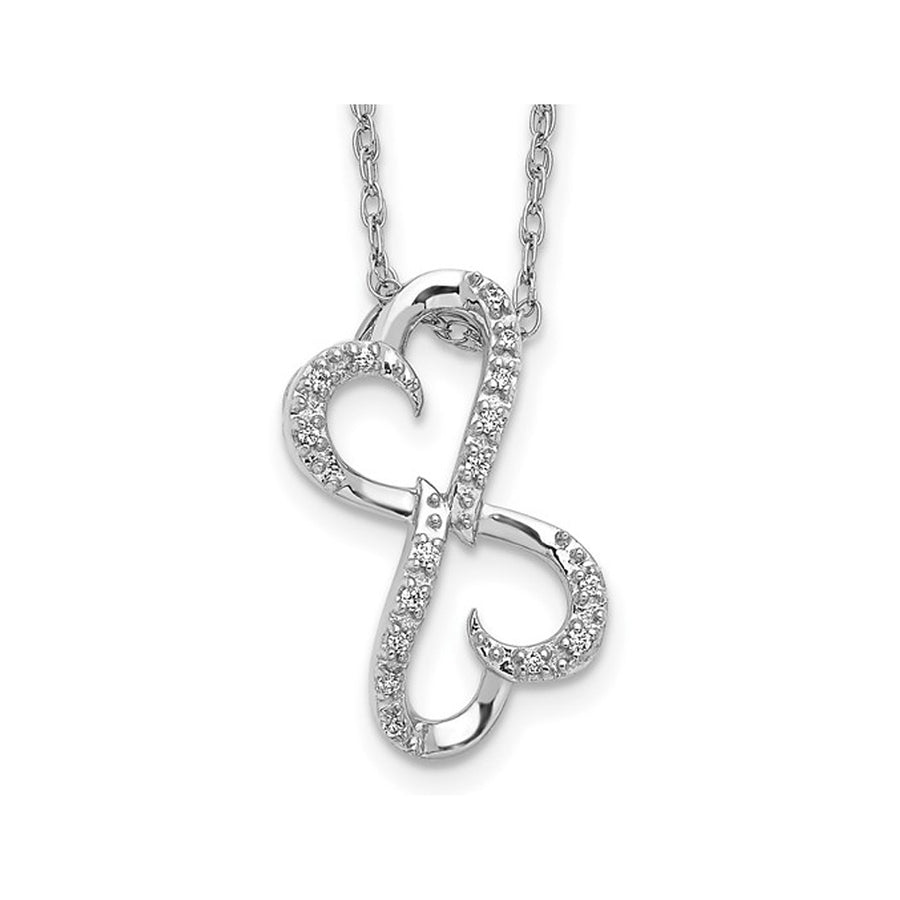 10K White Gold Heart Pendant Necklace with Chain and Accent Diamond Image 1