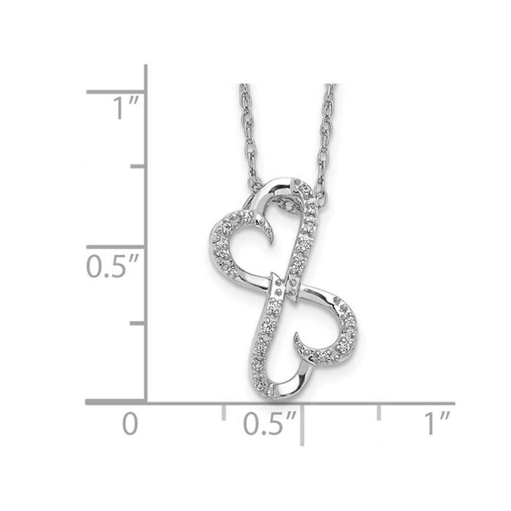 10K White Gold Heart Pendant Necklace with Chain and Accent Diamond Image 2