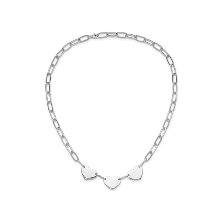 Sterling Silver Triple Heart Paperclip Link Necklace (17.5 Inches) Image 1