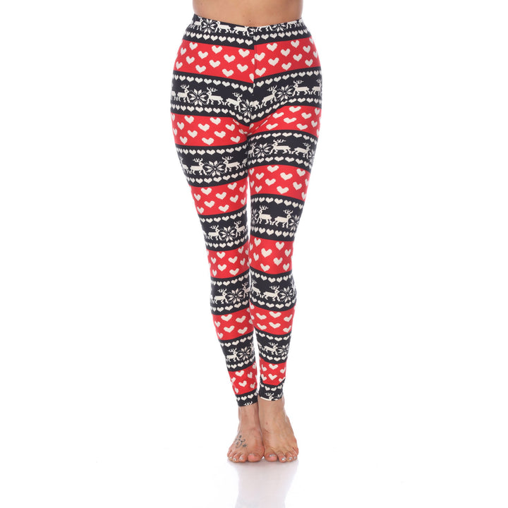 White Mark Womens Holiday Print Stretch Leggings Image 1