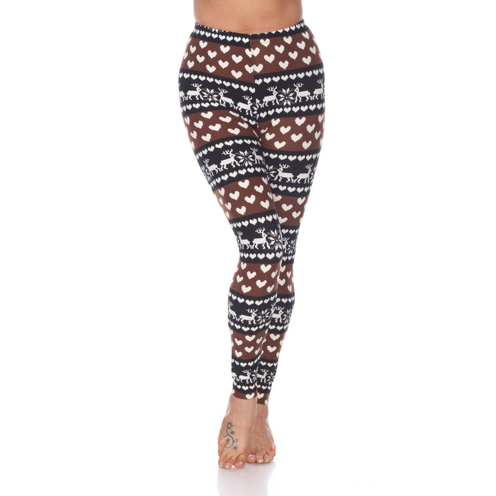 White Mark Womens Holiday Print Stretch Leggings Image 1