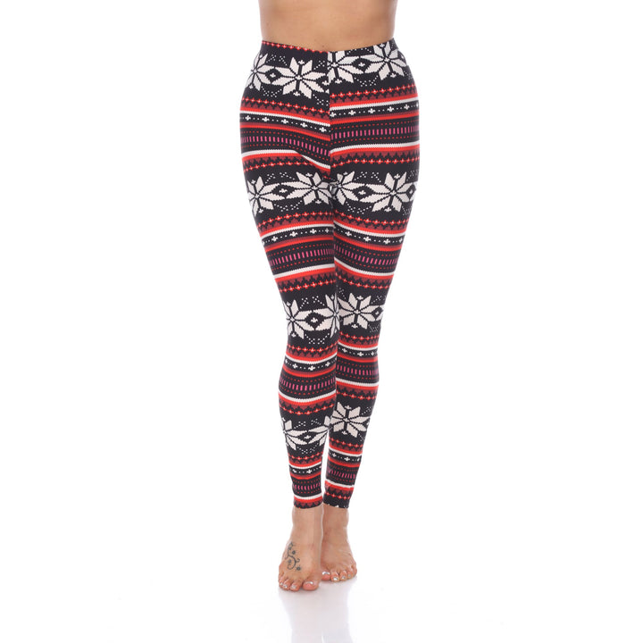 White Mark Womens Holiday Print Stretch Leggings Image 1