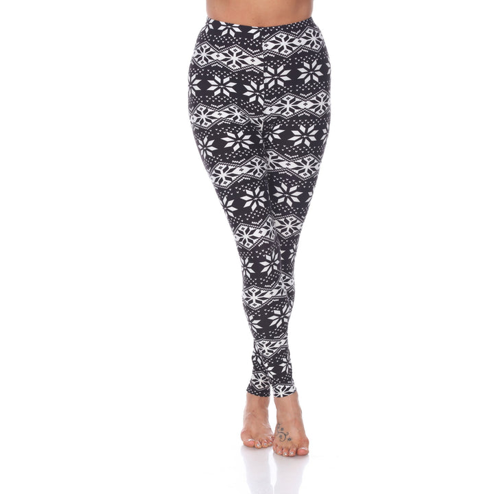 White Mark Womens Holiday Print Stretch Leggings Image 1