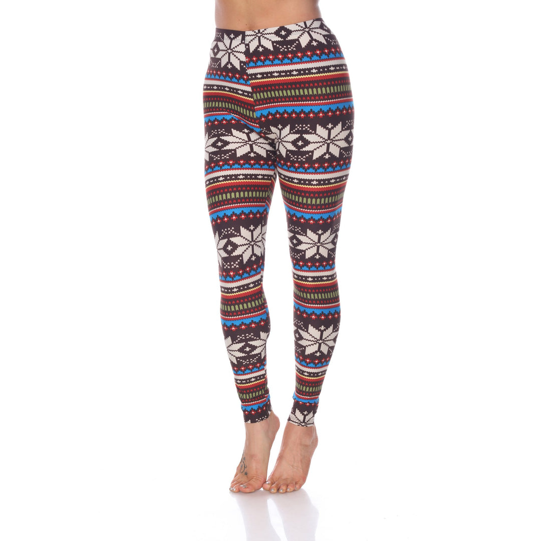 White Mark Womens Holiday Print Stretch Leggings Image 1