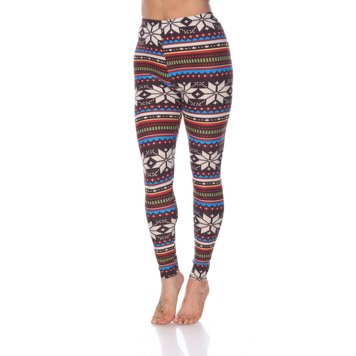 White Mark Womens Holiday Print Stretch Leggings Image 1