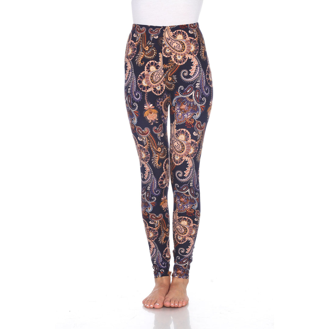 White Mark Womens Paisley Print Stretch Leggings One Size Fits Most Polyester Spandex Image 2