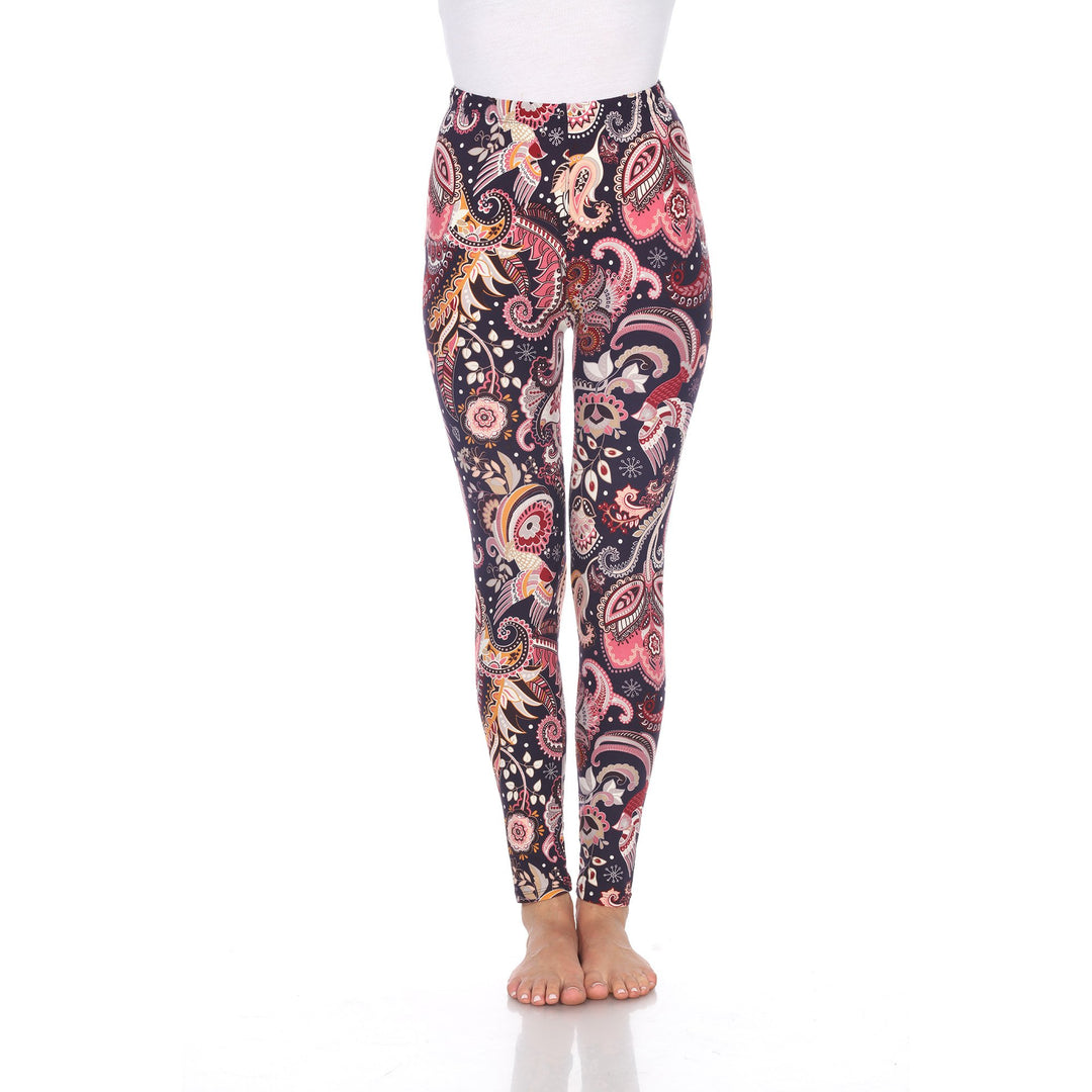 White Mark Womens Paisley Print Stretch Leggings One Size Fits Most Polyester Spandex Image 4