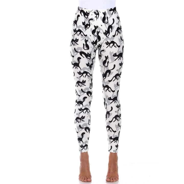 White Mark Womens Cat Print Stretch Leggings Image 3