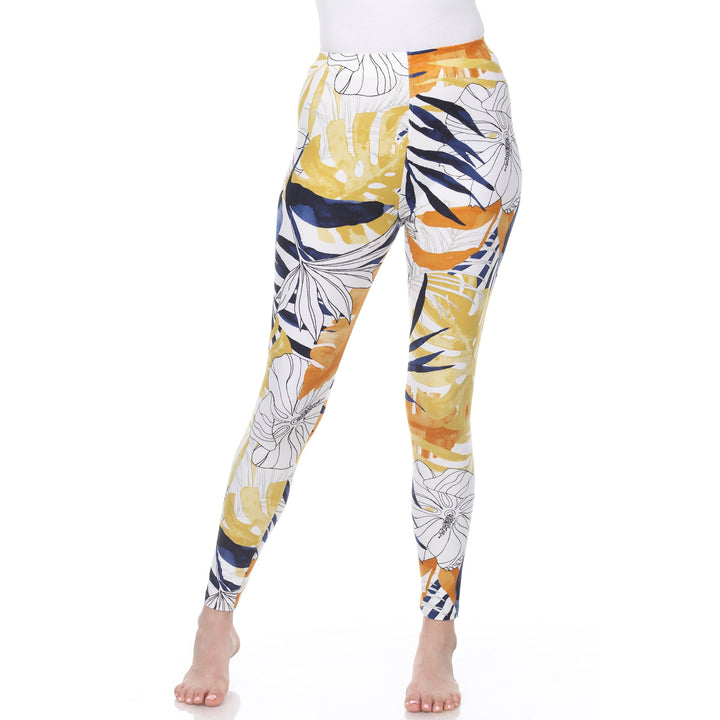 White Mark Womens Tropical Print Stretch Leggings Image 1