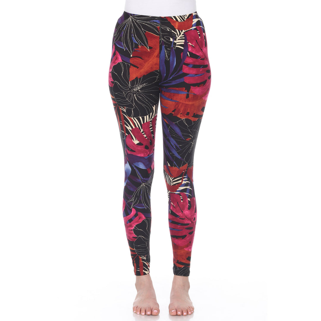 White Mark Womens Tropical Print Stretch Leggings Image 1