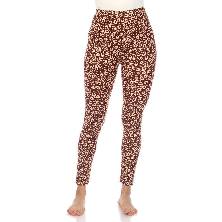 White Mark Leopard Print Stretch Leggings One Size Fits Most Polyester Blend Image 1