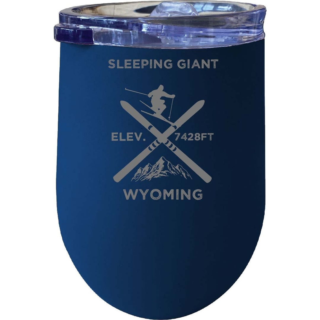 Sleeping Giant Wyoming Ski Souvenir 12 oz Laser Etched Insulated Wine Stainless Steel Tumbler Image 1