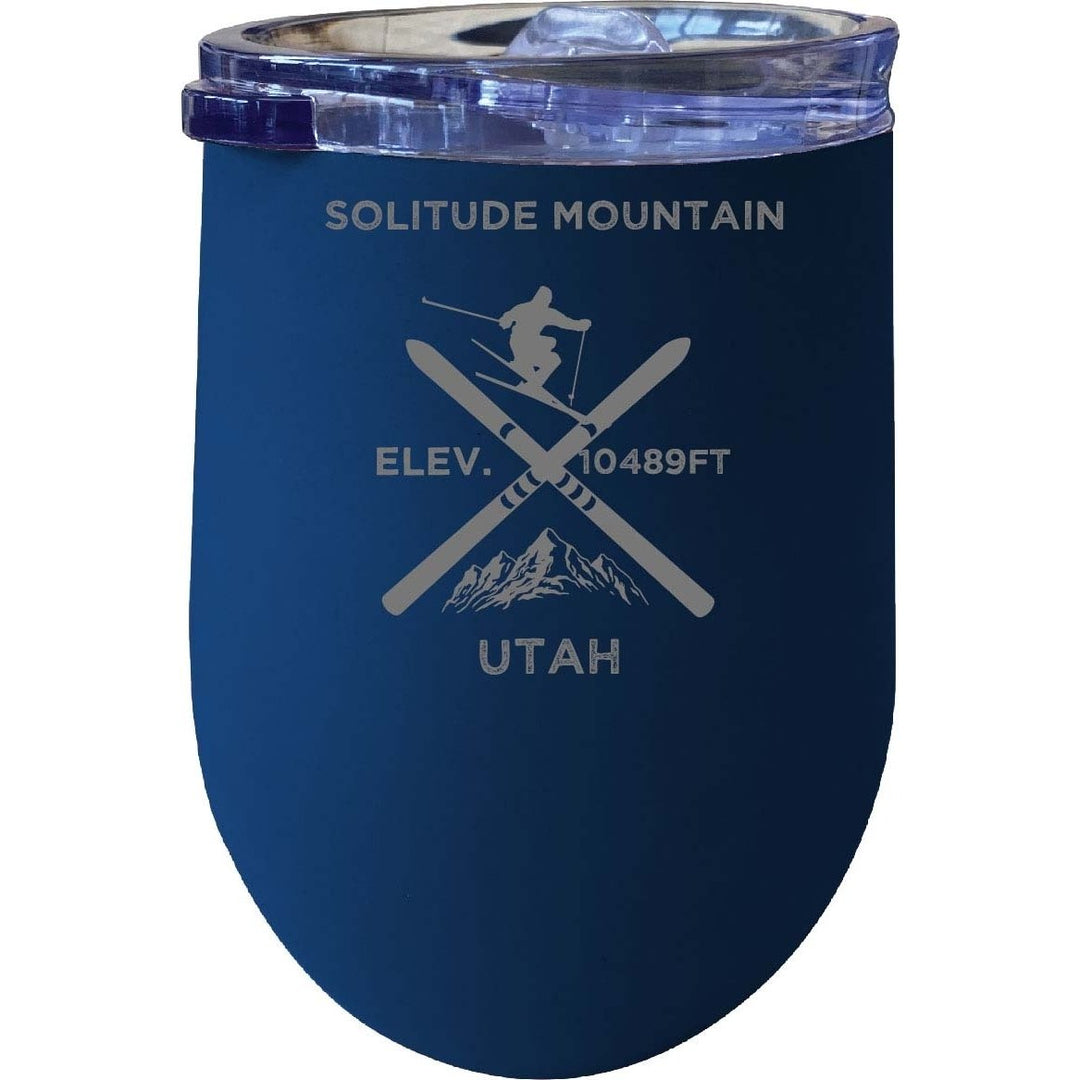 Solitude Mountain Utah Ski Souvenir 12 oz Laser Etched Insulated Wine Stainless Steel Tumbler Image 1