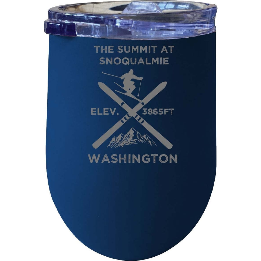 The Summit at Snoqualmie Washington Ski Souvenir 12 oz Laser Etched Insulated Wine Stainless Steel Tumbler Image 1