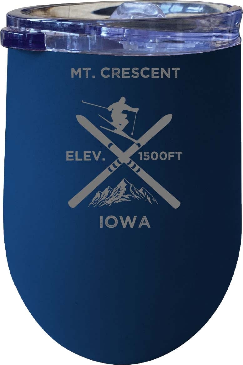 Mt. Crescent Iowa Ski Souvenir 12 oz Laser Etched Insulated Wine Stainless Steel Tumbler Image 1