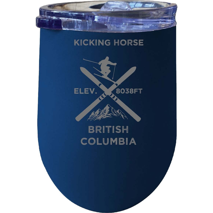 Kicking Horse British Columbia Ski Souvenir 12 oz Laser Etched Insulated Wine Stainless Steel Tumbler Image 1