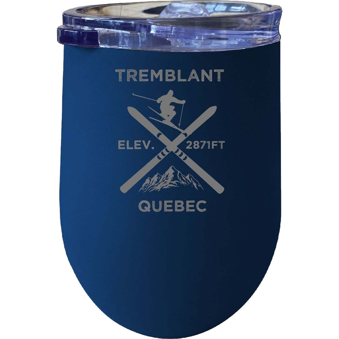 Tremblant Quebec Ski Souvenir 12 oz Laser Etched Insulated Wine Stainless Steel Tumbler Image 1