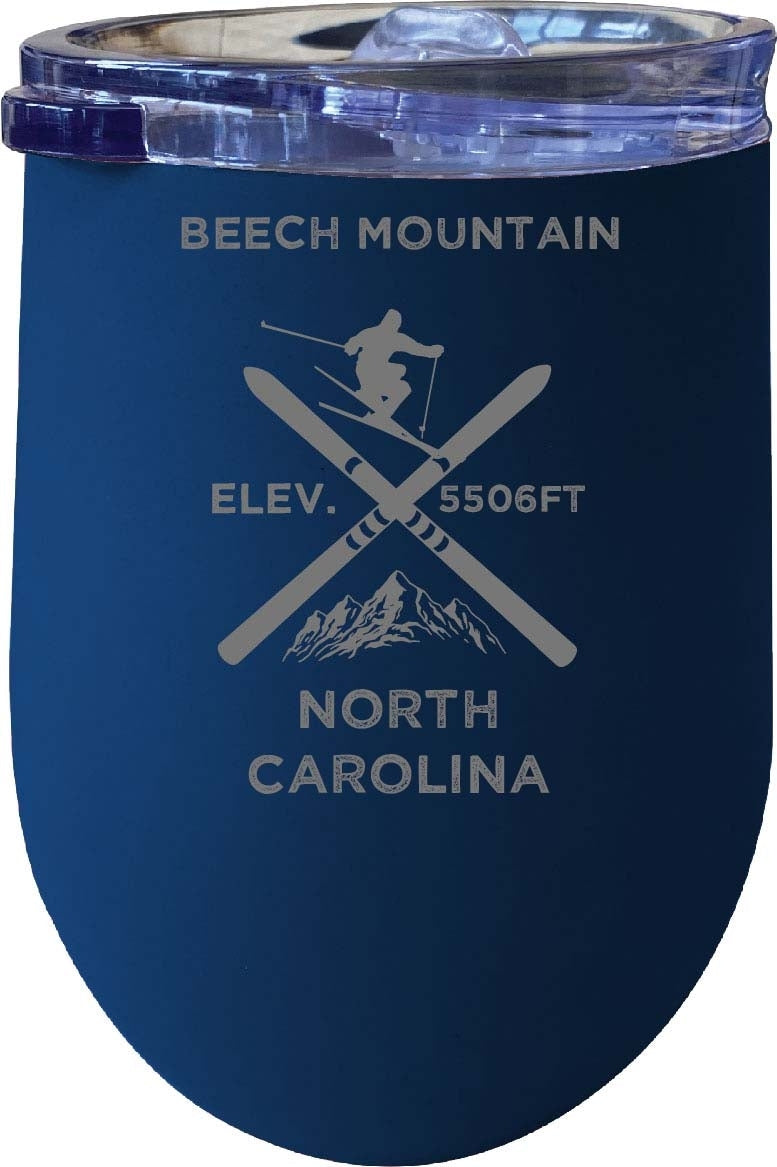 Beech Mountain North Carolina Ski Souvenir 12 oz Laser Etched Insulated Wine Stainless Steel Tumbler Image 1
