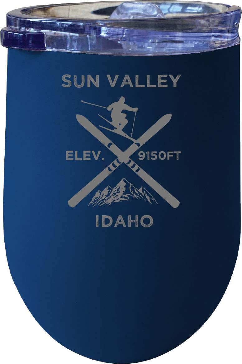 Sun Valley Idaho Ski Souvenir 12 oz Laser Etched Insulated Wine Stainless Steel Tumbler Image 1