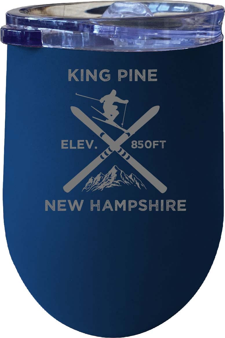 King Pine Hampshire Ski Souvenir 12 oz Laser Etched Insulated Wine Stainless Steel Tumbler Image 1