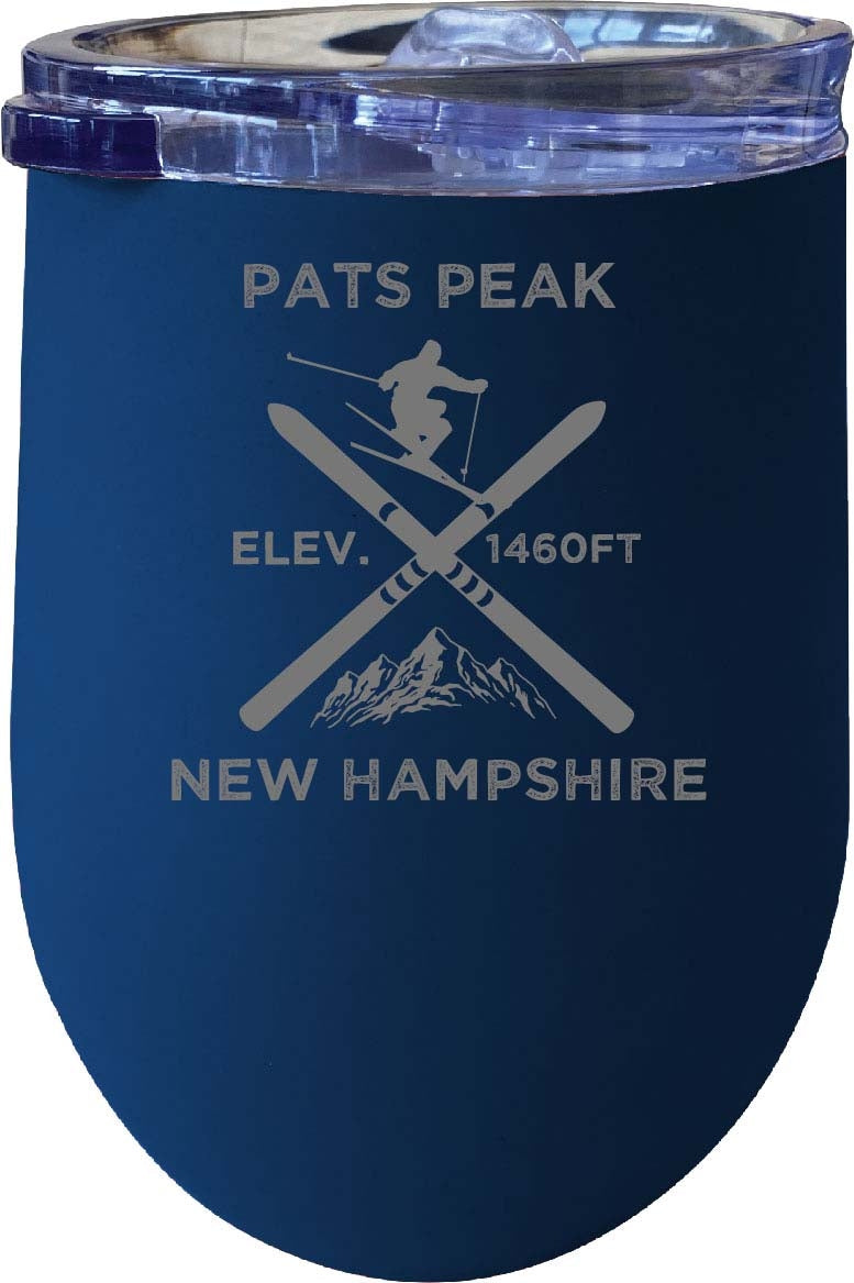 Pats Peak Hampshire Ski Souvenir 12 oz Laser Etched Insulated Wine Stainless Steel Tumbler Image 1