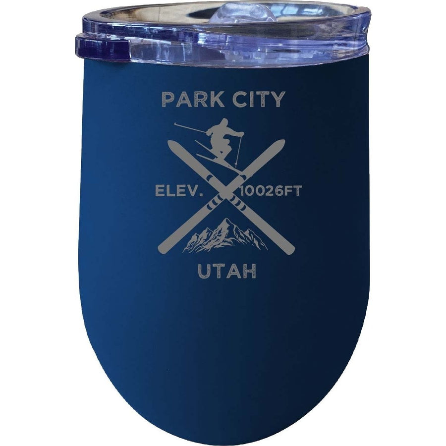 Park City Utah Ski Souvenir 12 oz Laser Etched Insulated Wine Stainless Steel Tumbler Image 1