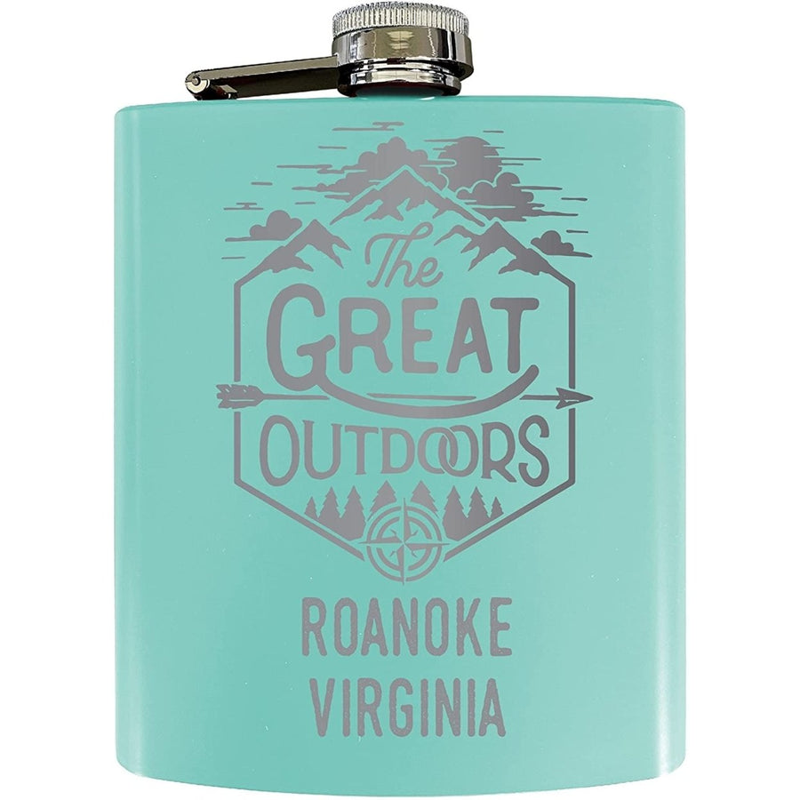 Roanoke Virginia Laser Engraved Explore the Outdoors Souvenir 7 oz Stainless Steel Flask Image 1