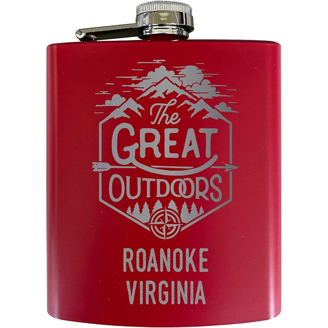 Roanoke Virginia Laser Engraved Explore the Outdoors Souvenir 7 oz Stainless Steel Flask Image 1