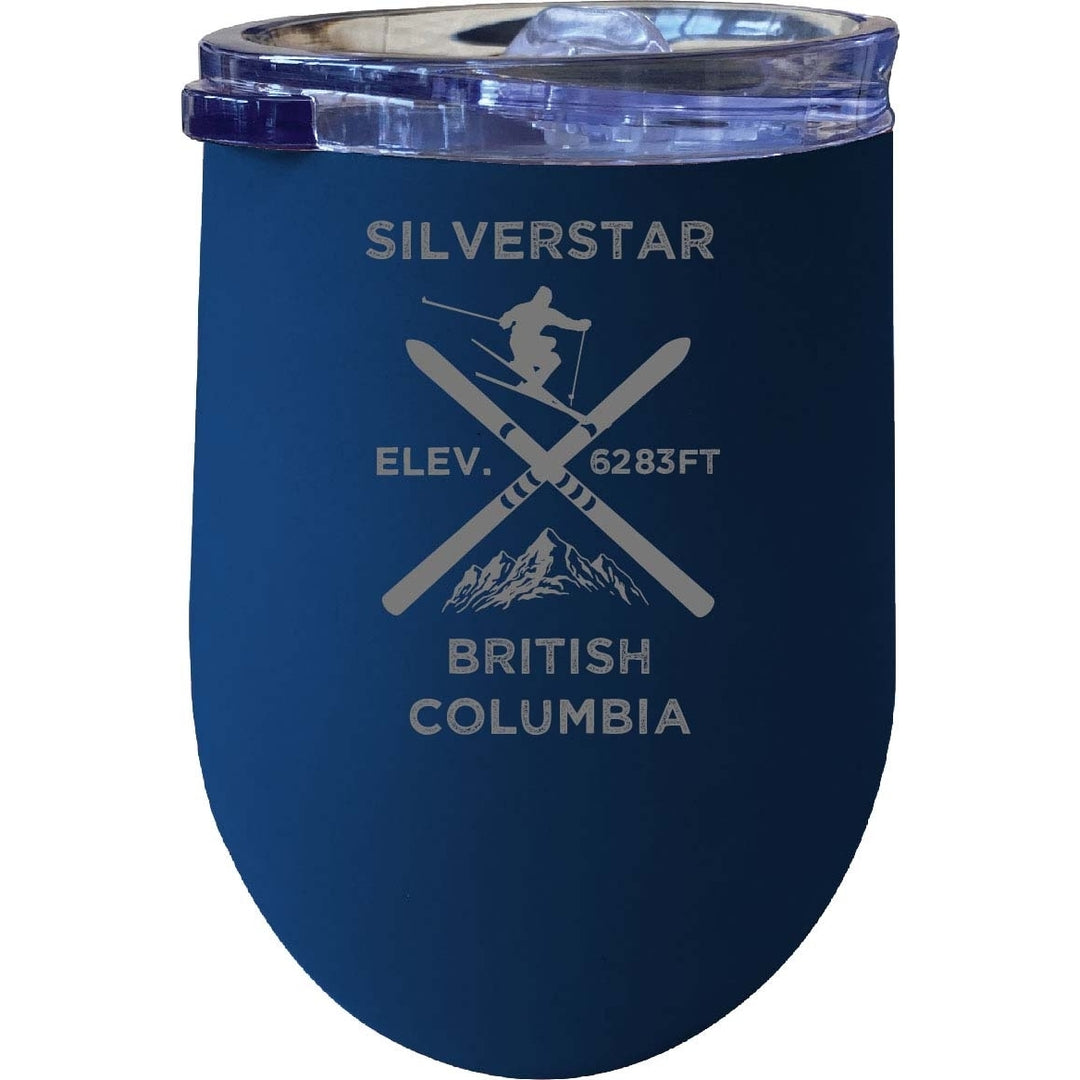 SilverStar British Columbia Ski Souvenir 12 oz Laser Etched Insulated Wine Stainless Steel Tumbler Image 1