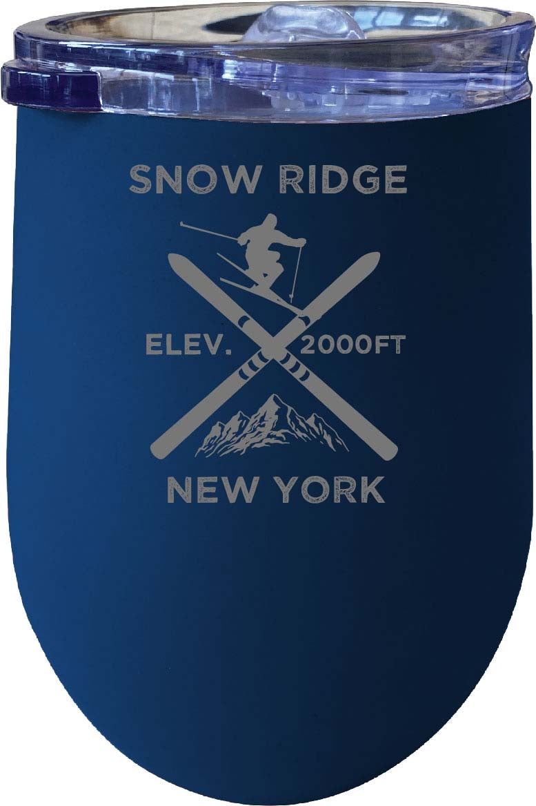 Snow Ridge York Ski Souvenir 12 oz Laser Etched Insulated Wine Stainless Steel Tumbler Image 1