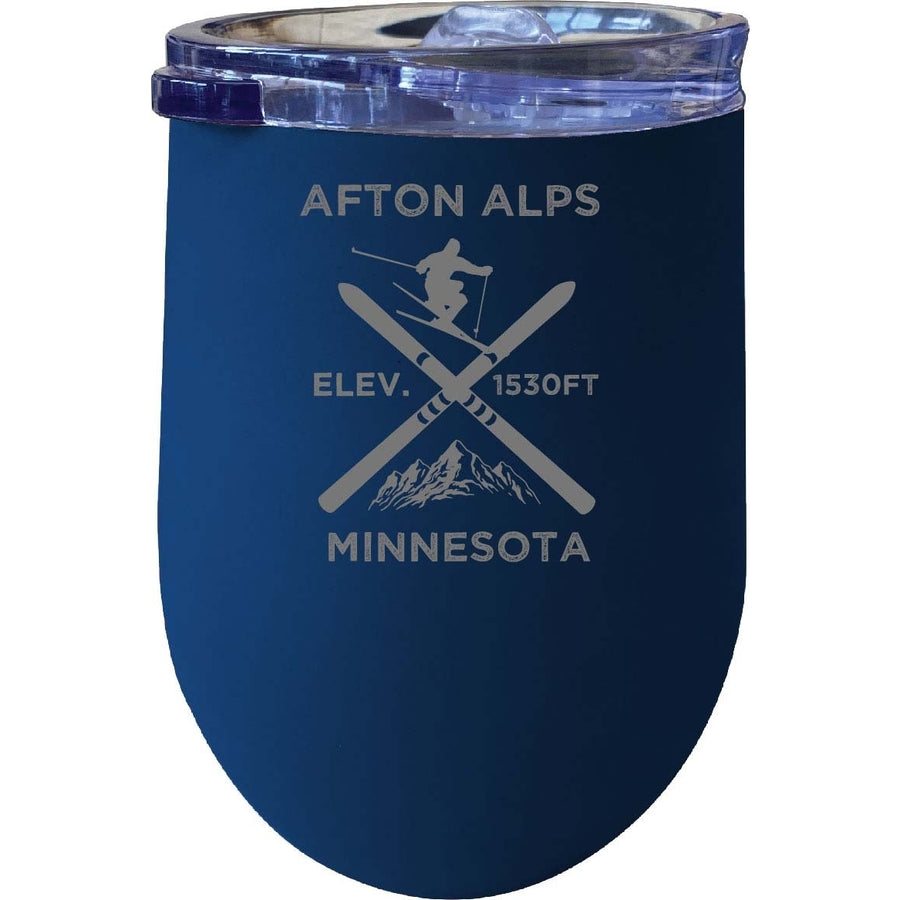 Afton Alps Minnesota Ski Souvenir 12 oz Laser Etched Insulated Wine Stainless Steel Tumbler Image 1